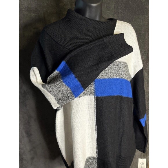 Style & Co Long Sleeve Muse Colorblock Multi-color Sea Captain Black Sweater M - Picture 9 of 11